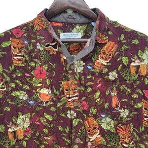 Tommy Bahama Veracruz Cay Shirt Mens Large Tiki Hawaiian Tencel Camp Collar EUC